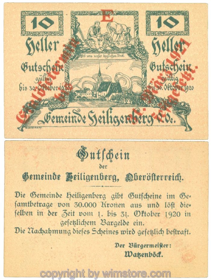 Heiligenberg, J00361III, 10 Heller, Buchstabe E; 1