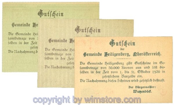 Heiligenberg, J00361III, Serie 10, 20, 50 Heller, Buchstabe E; 1