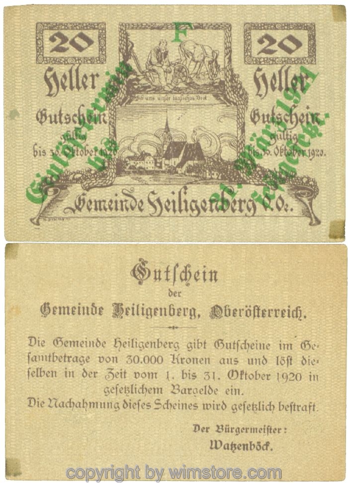 Heiligenberg, J00361III, 20 Heller, Buchstabe F; 1-