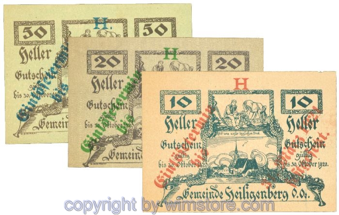 Heiligenberg, J00361III, Serie 10, 20, 50 Heller, Buchstabe H; 1