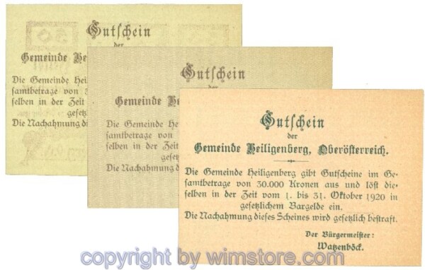 Heiligenberg, J00361III, Serie 10, 20, 50 Heller, Buchstabe H; 1