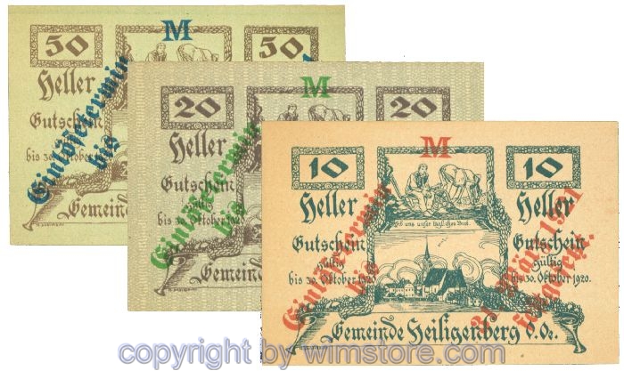 Heiligenberg, J00361III, Serie 10, 20, 50 Heller, Buchstabe M; 1