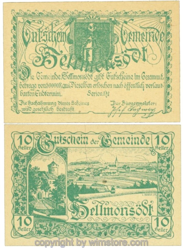 sn106474 Hellmonsödt, J00364a, 10 Heller; 1