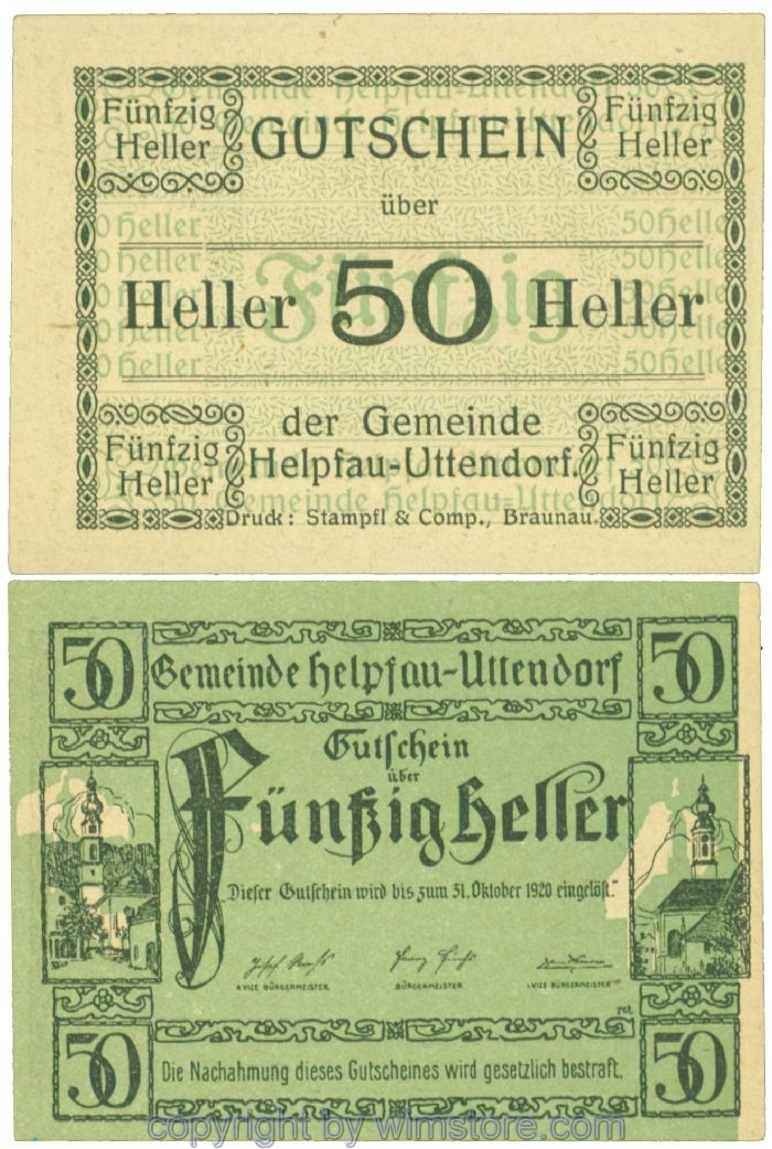 Helpfau-Uttendorf, J00365Ib16, 50 Heller; 1
