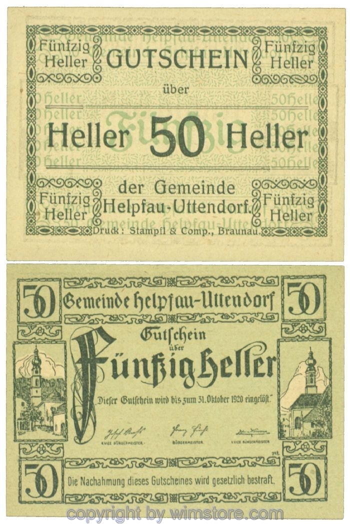 Helpfau-Uttendorf, J00365Ib28, 50 Heller; 1