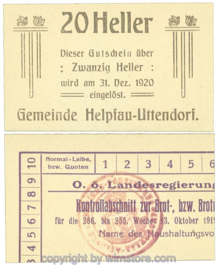 Helpfau-Uttendorf, J00365II32a, 20 Heller; 1