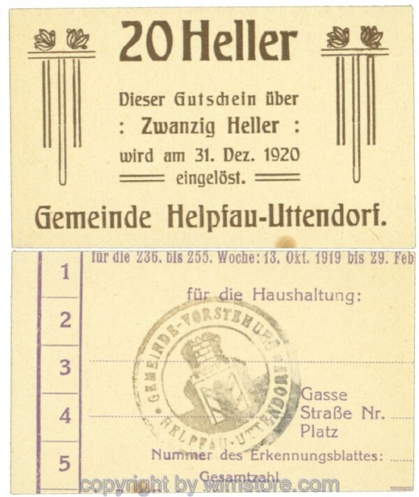 Helpfau-Uttendorf, J00365II40a, 20 Heller; 1