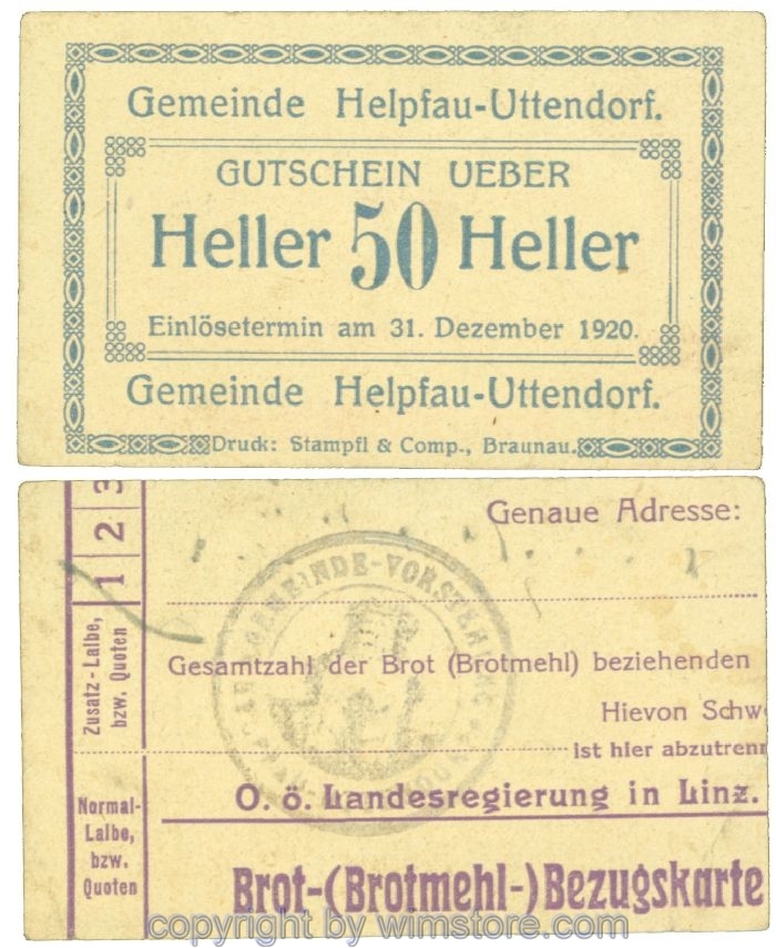 Helpfau-Uttendorf, J00365II42, 50 Heller; 1