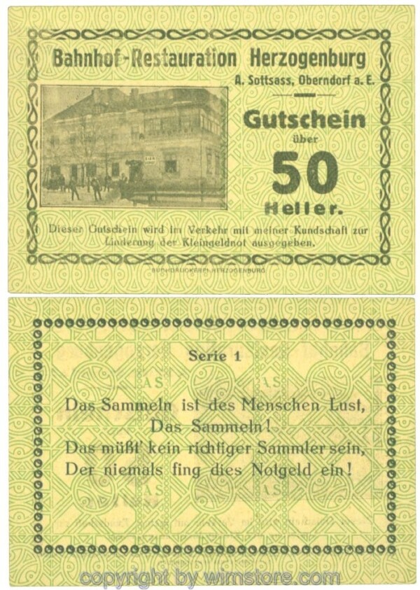 Herzogenburg, Prv. Bahnhof-Restauration, J00368b, 50 Heller; 1