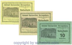Herzogenburg, Prv. Bahnhof-Restauration, J00368b, Serie 10, 20, 50 Heller; 1