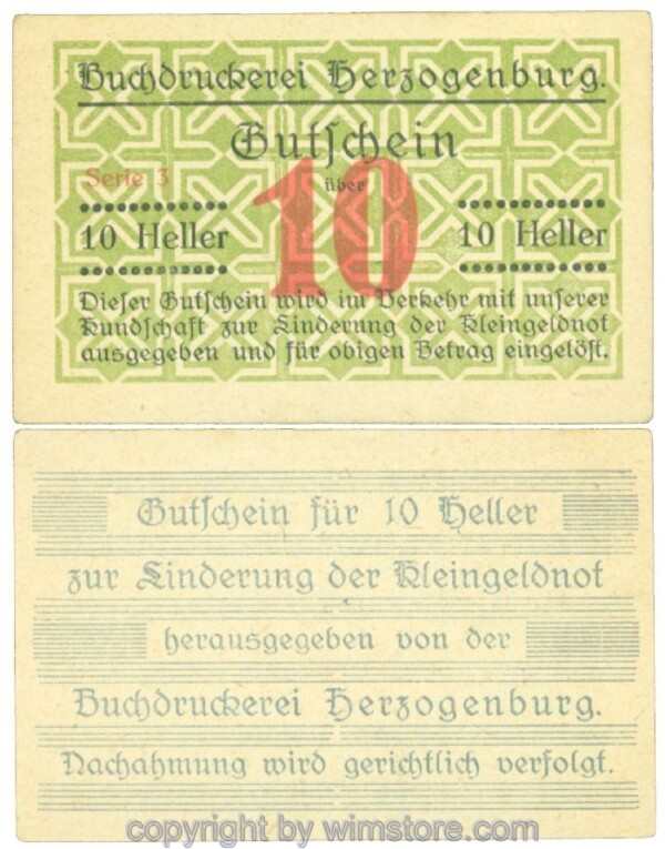 Herzogenburg, Prv. Buchdruckerei, J00369II_Id, 10 Heller; 1