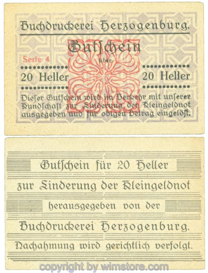 Herzogenburg, Prv. Buchdruckerei, J00369IIJa, 20 Heller; 1