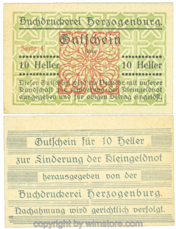 Herzogenburg, Prv. Buchdruckerei, J00369IIJb, 10 Heller; 1-