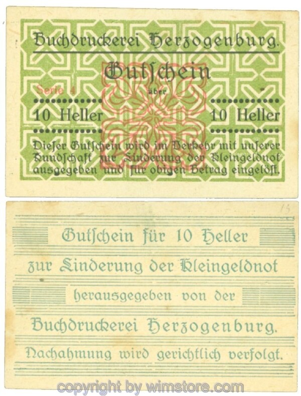 Herzogenburg, Prv. Buchdruckerei, J00369IIJe, 10 Heller; 1