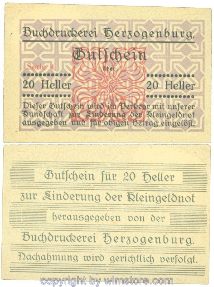 Herzogenburg, Prv. Buchdruckerei, J00369IIJe, 20 Heller; 1
