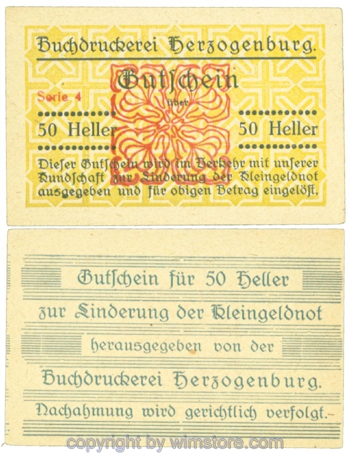 Herzogenburg, Prv. Buchdruckerei, J00369IIJe, 50 Heller; 1