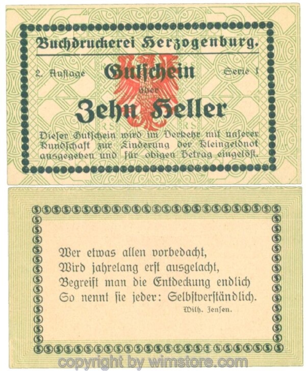 Herzogenburg, Prv. Buchdruckerei, J00369IIIa, 10 Heller; 1