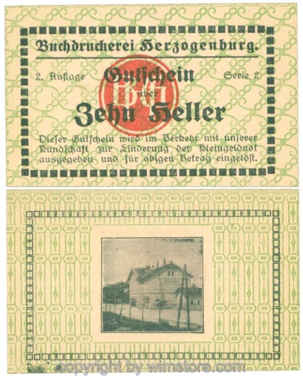 Herzogenburg, Prv. Buchdruckerei, J00369IIId, 10 Heller; 1