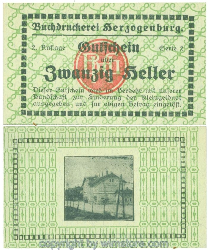 Herzogenburg, Prv. Buchdruckerei, J00369IIId, 20 Heller; 1