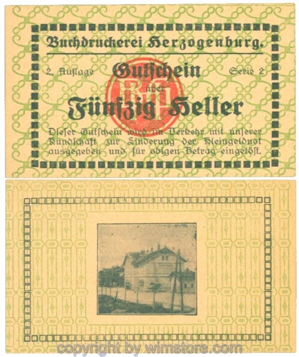 Herzogenburg, Prv. Buchdruckerei, J00369IIId, 50 Heller; 1