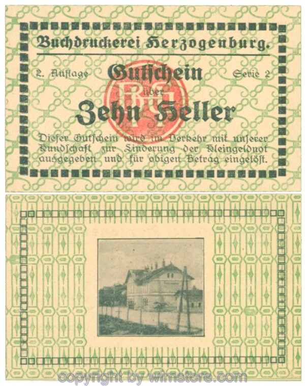 Herzogenburg, Prv. Buchdruckerei, J00369IIIe, 10 Heller; 1