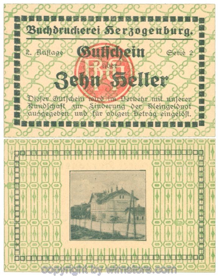 Herzogenburg, Prv. Buchdruckerei, J00369IIIe, 10 Heller; 1