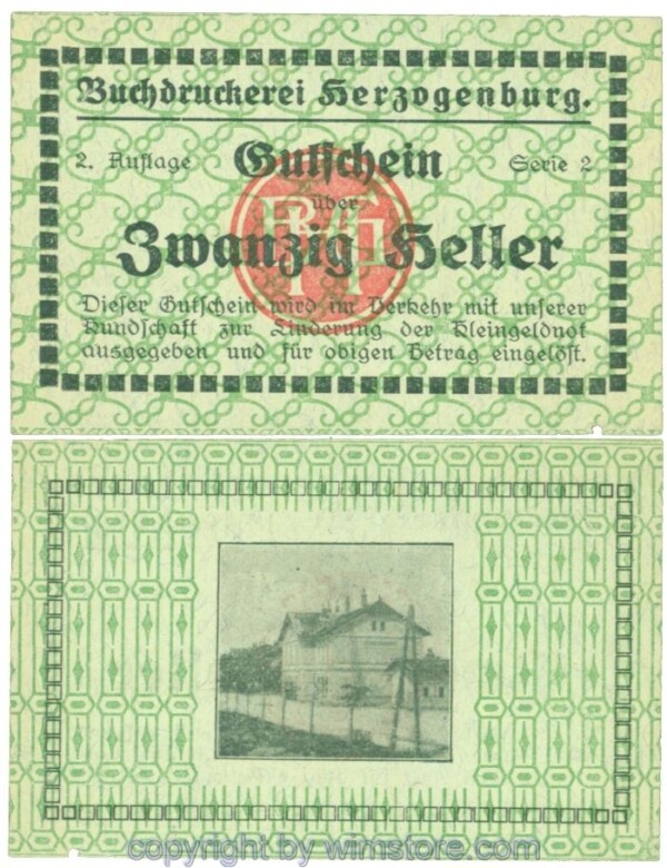 Herzogenburg, Prv. Buchdruckerei, J00369IIIe, 20 Heller; 1