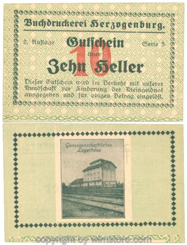 Herzogenburg, Prv. Buchdruckerei, J00369IIIg, 10 Heller; 1