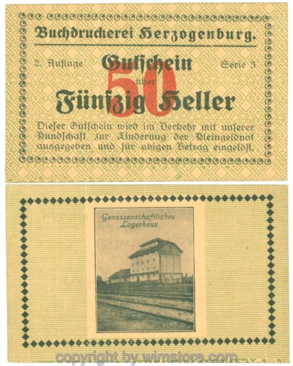 Herzogenburg, Prv. Buchdruckerei, J00369IIIg, 50 Heller; 1