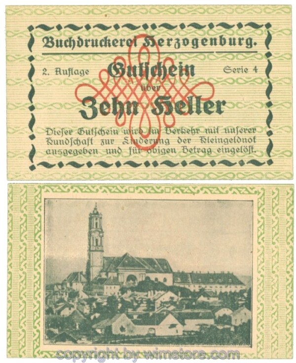 Herzogenburg, Prv. Buchdruckerei, J00369IIIh, 10 Heller; 1