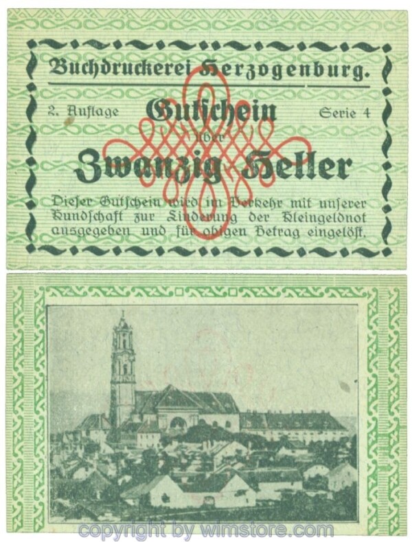 Herzogenburg, Prv. Buchdruckerei, J00369IIIh, 20 Heller; 1