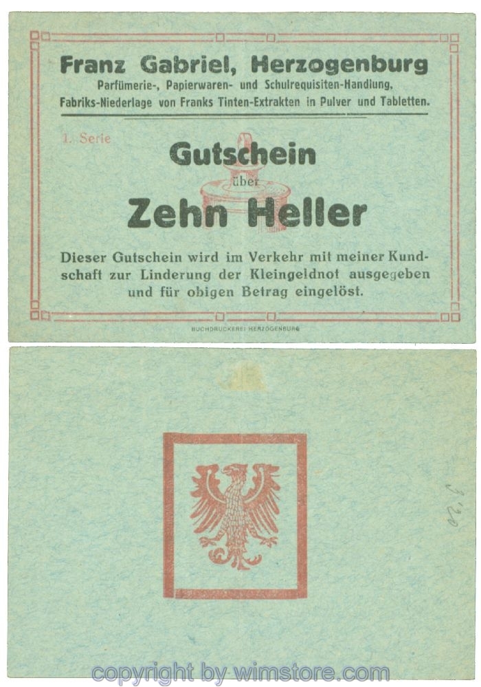 Herzogenburg, Prv. Franz Gabriel, J00370Ia, 10 Heller; 1-