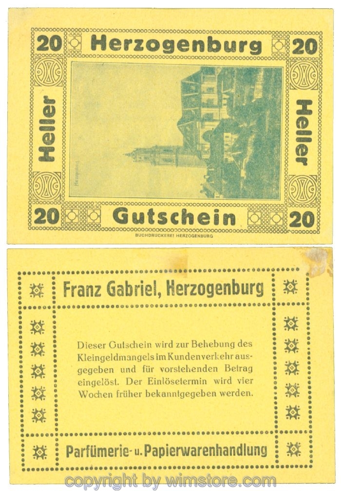 Herzogenburg, Prv. Franz Gabriel, J00370IId, 20 Heller; 2