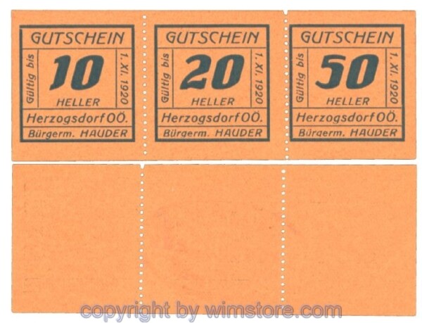 Herzogsdorf, J00373IIIc, Serie 10, 20, 50 Heller; 1