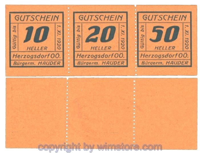 Herzogsdorf, J00373IIIc, Serie 10, 20, 50 Heller; 1
