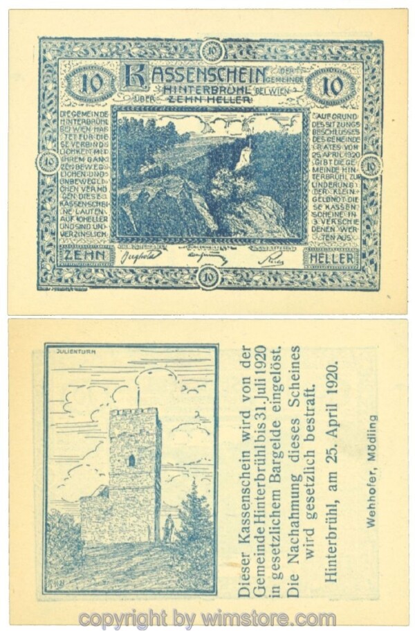Hinterbrühl, J00376Ia30b, 10 Heller; I