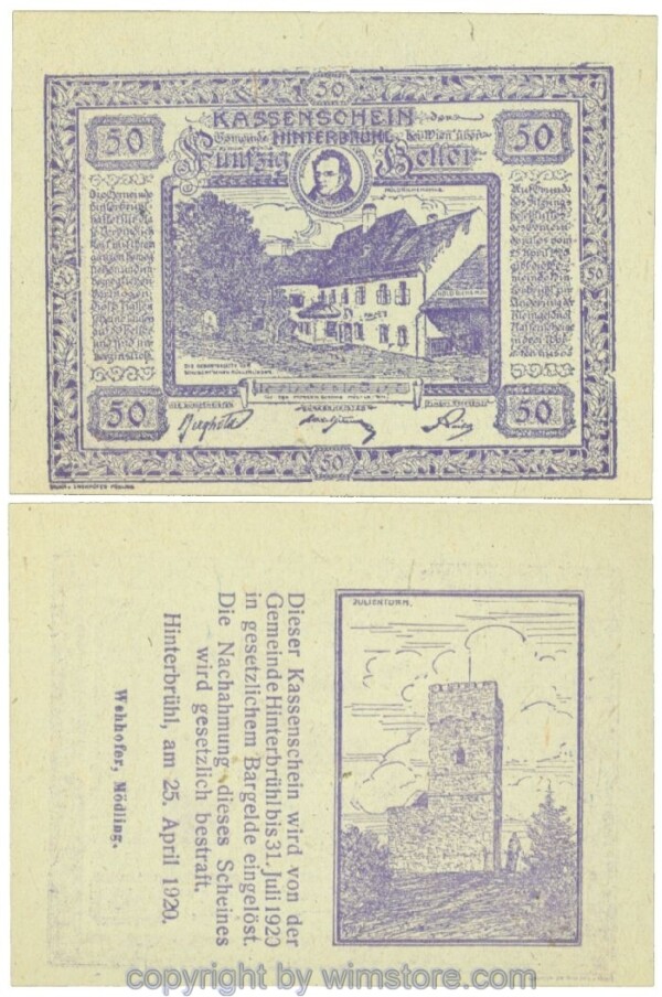 Hinterbrühl, J00376Ib53, 50 Heller; I