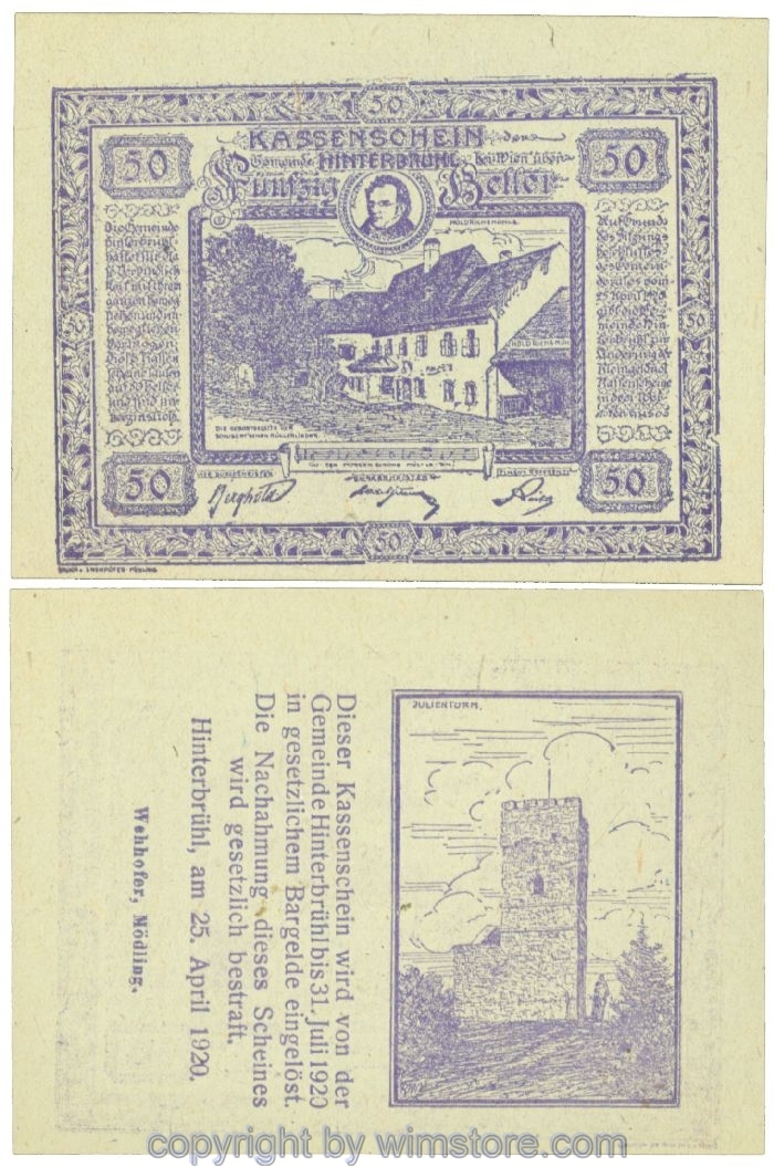 Hinterbrühl, J00376Ib53, 50 Heller; I
