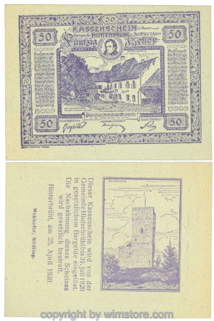 Hinterbrühl, J00376Ib58, 50 Heller; I