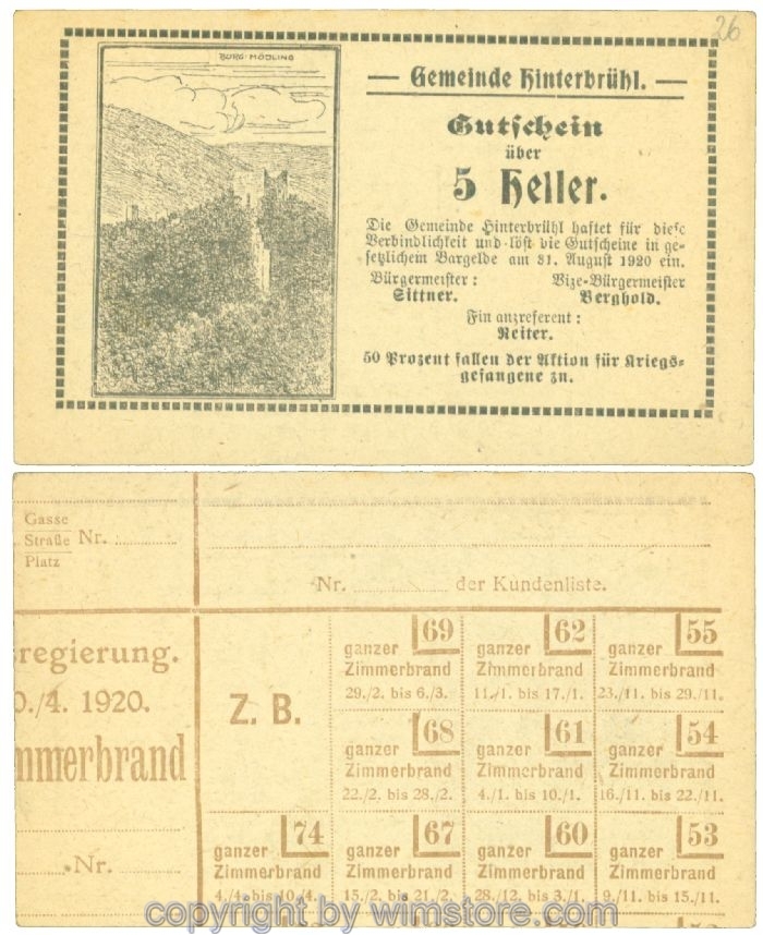 Hinterbrühl, J00376III26, 5 Heller; I
