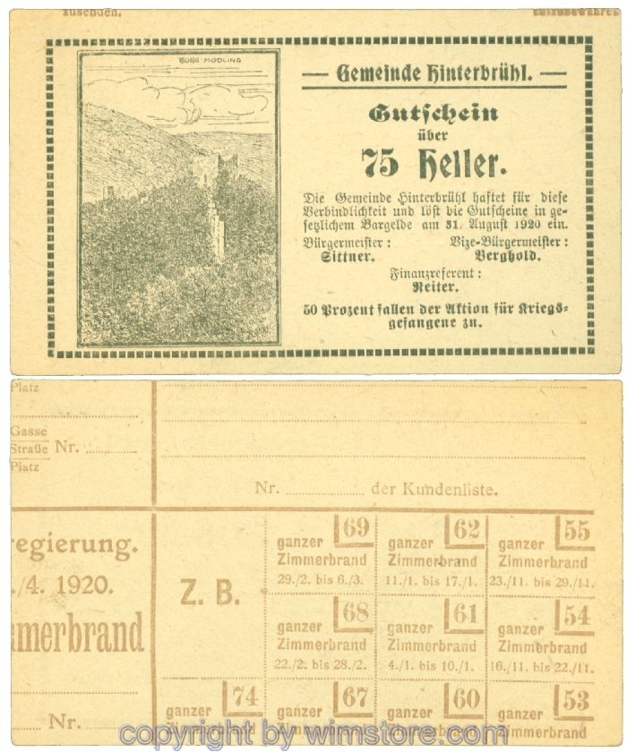 Hinterbrühl, J00376III28, 75 Heller; I