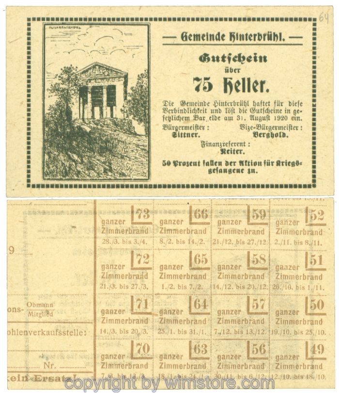 Hinterbrühl, J00376III68, 75 Heller; I