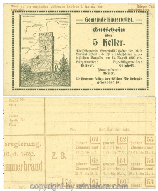 Hinterbrühl, J00376III70, 5 Heller; I