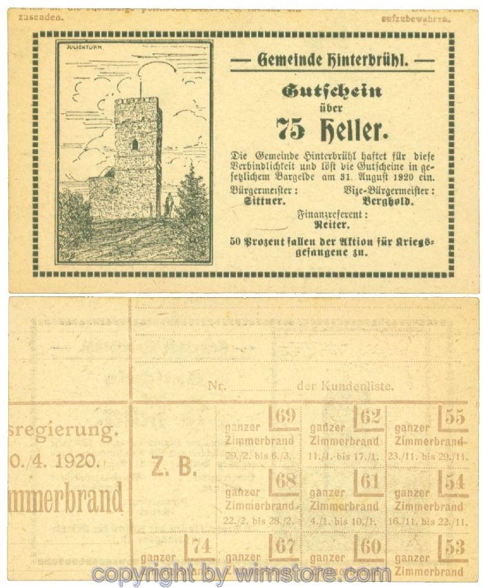 Hinterbrühl, J00376III72, 75 Heller; I