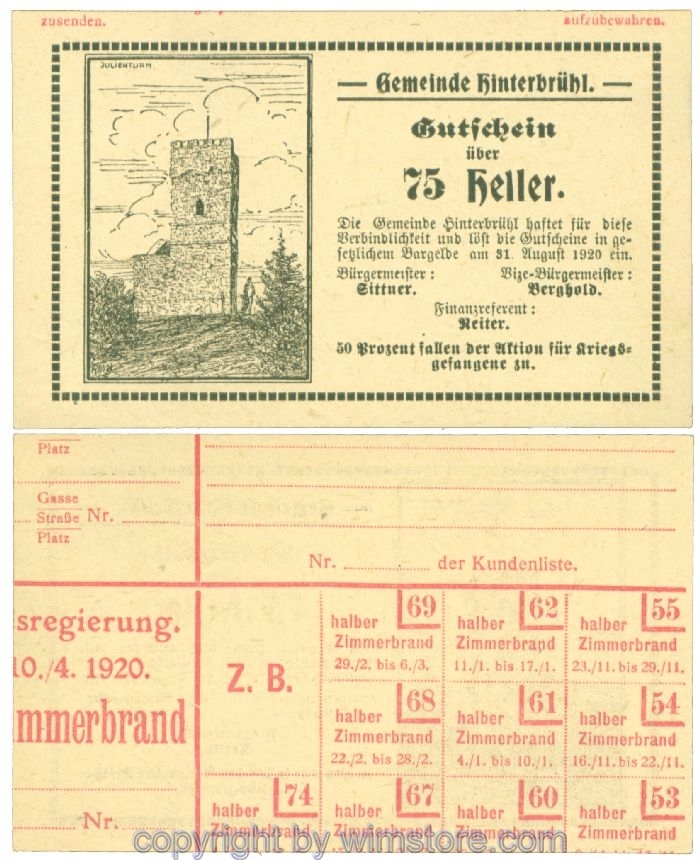 Hinterbrühl, J00376III175, 75 Heller; I