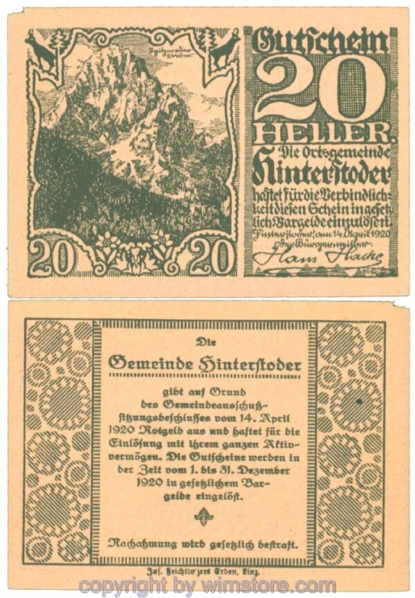Hinterstoder, J00377a, 20 Heller; 1