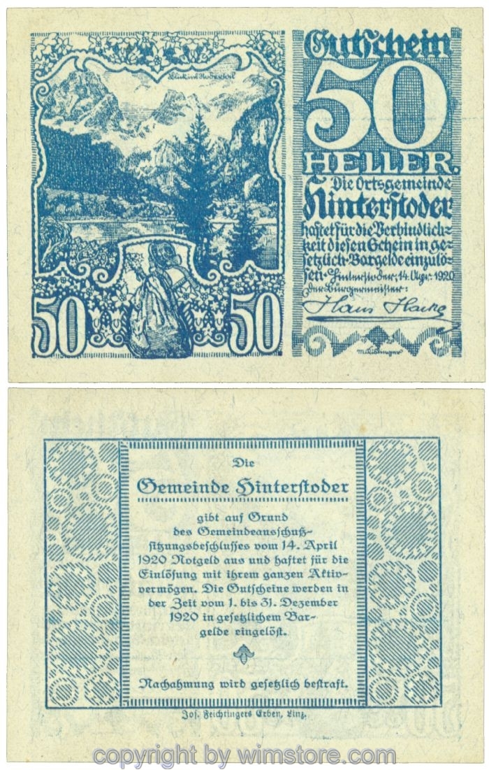 sn106795 Hinterstoder, J00377b, 50 Heller; 1