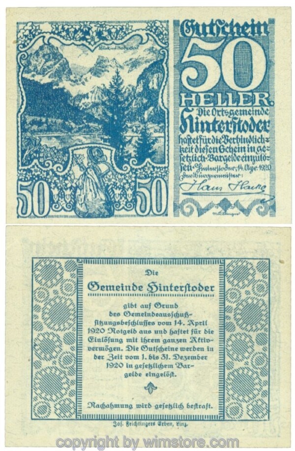 Hinterstoder, J00377b, 50 Heller; 1-