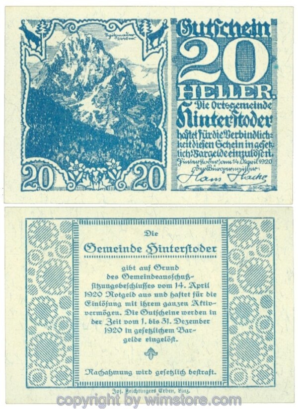 Hinterstoder, J00377c, 20 Heller; 1