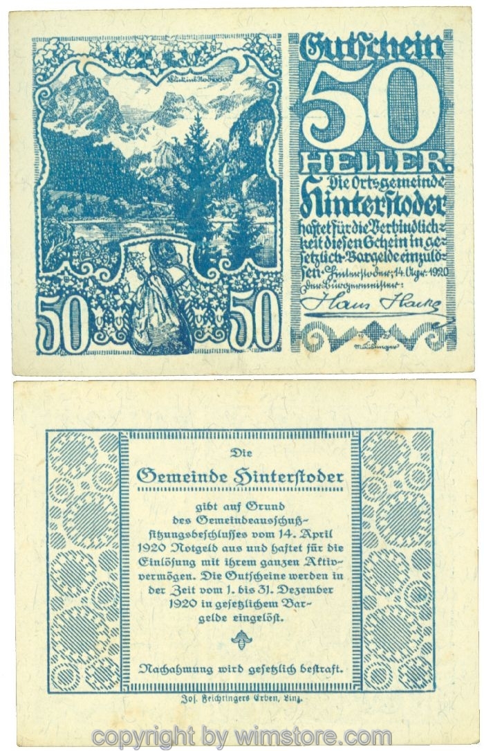 sn106798 Hinterstoder, J00377c, 50 Heller; 1-